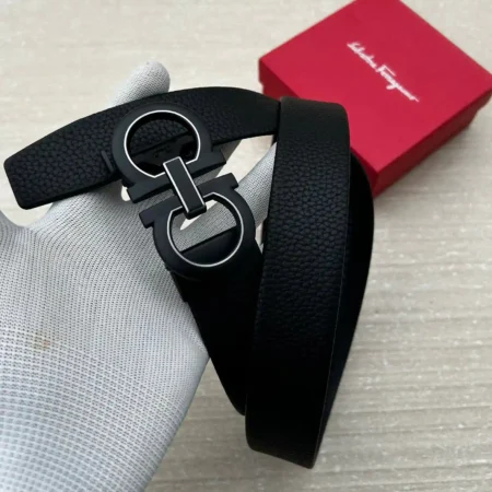Salvatore Ferragamo Gancini Buckle Black Premium Belt – Compact Edition | 7AA First Copy