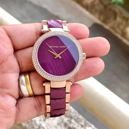 First Copy Michael Kors MK6412 Plum Dial Watch for Girls 7AA Premium Replica in India