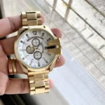 Diesel Golden Dial Stainless Steel Watch for Men 7AAA First Copy