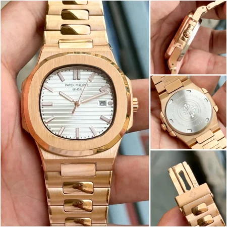 Patek Philippe Nautilus Rose Gold White Dial 7AAA First Copy Watch
