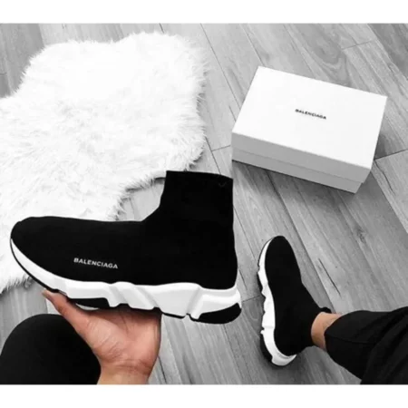 Balenciaga Speed Trainer Black White Shoes For Men