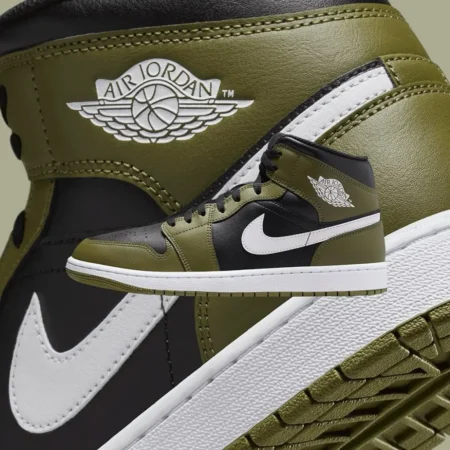Air Jordan 1 Mid Medium Olive Shoes For Men